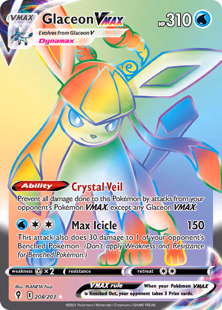 Glaceon VMAX 208/203 Pokemon card