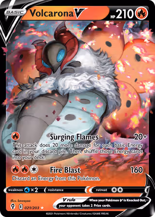 Volcarona V 21/203 Pokemon card