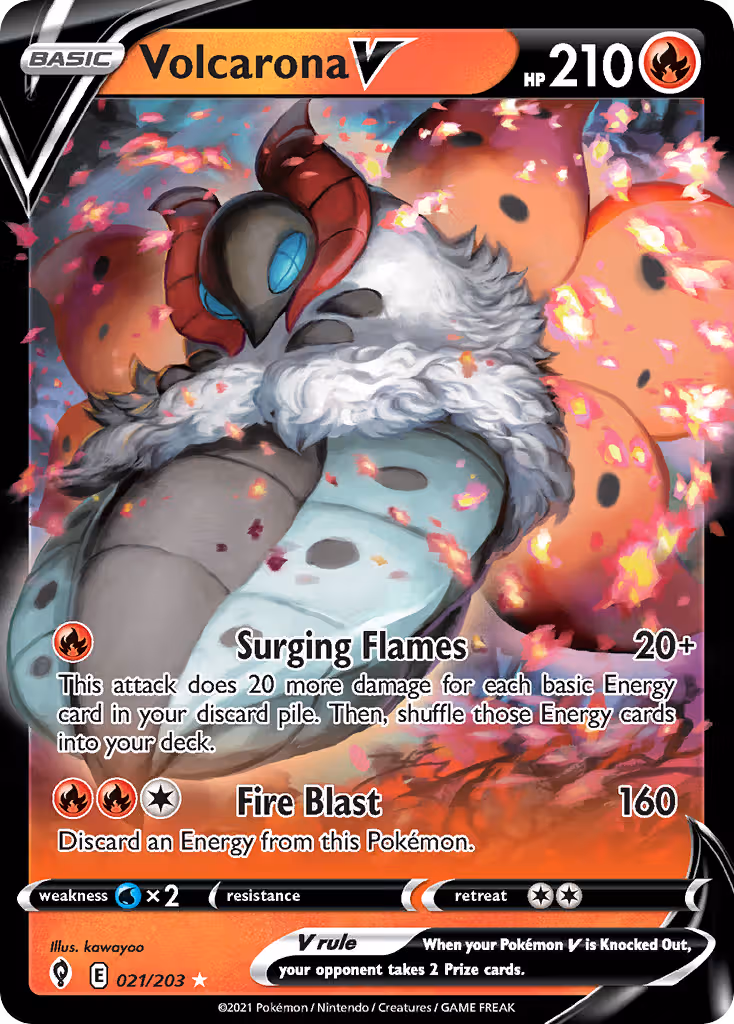 Volcarona V 21/203 Pokemon card