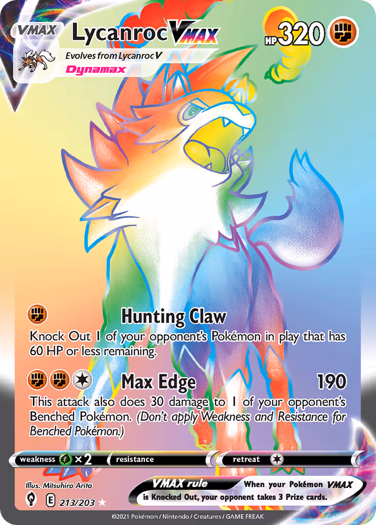 Lycanroc VMAX 213/203 Pokemon card