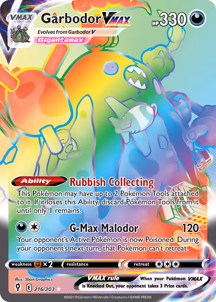 Garbodor VMAX 216/203 Pokemon card