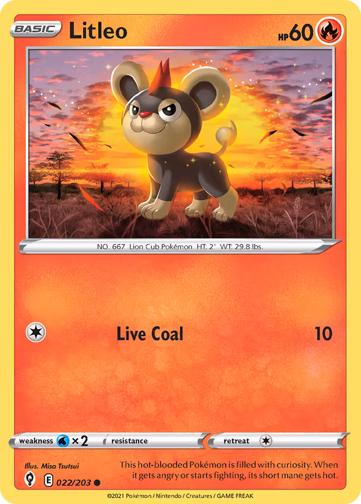 Litleo 22/203 Pokemon card
