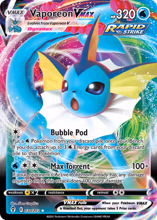 Vaporeon VMAX 30/203 Pokemon card