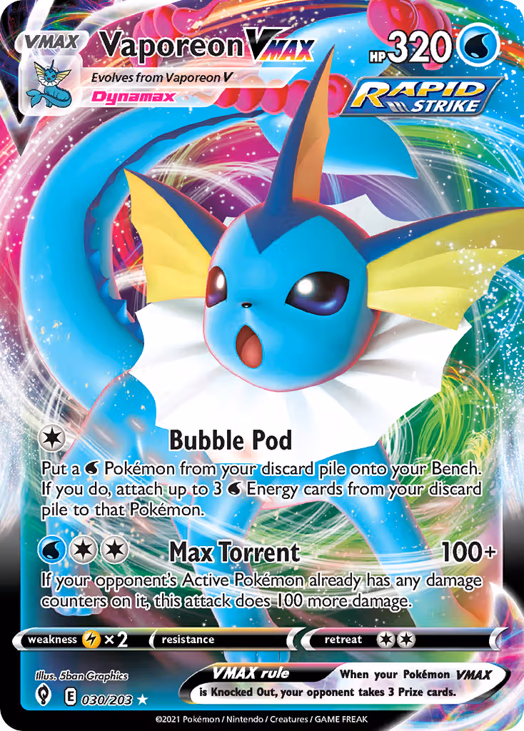 Vaporeon VMAX 30/203 Pokemon card