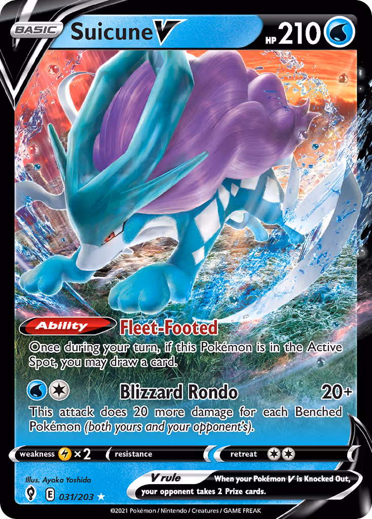 Suicune V 31/203 Pokemon card