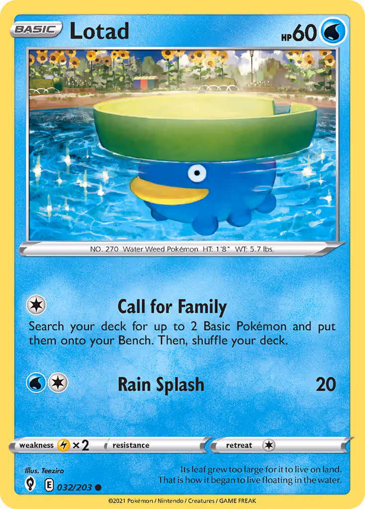 Lotad 32/203 Pokemon card
