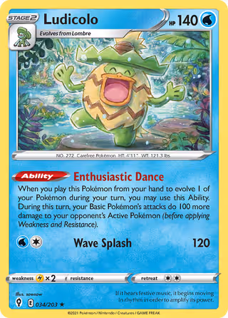 Ludicolo 34/203 Pokemon card