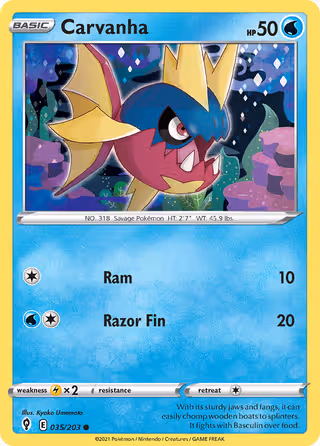 Carvanha 35/203 Pokemon card