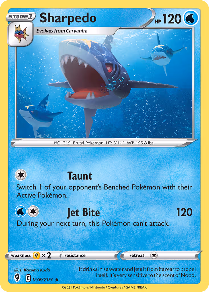 Sharpedo 36/203 Pokemon card