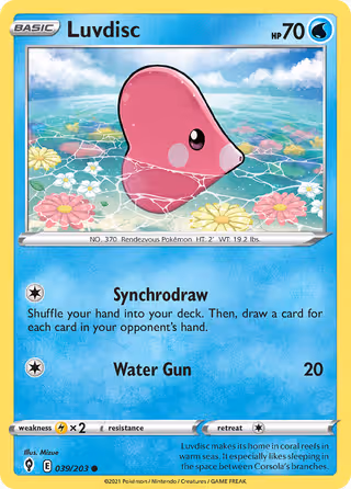 Luvdisc 39/203 Pokemon card