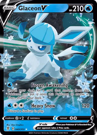 Glaceon V 40/203 Pokemon card