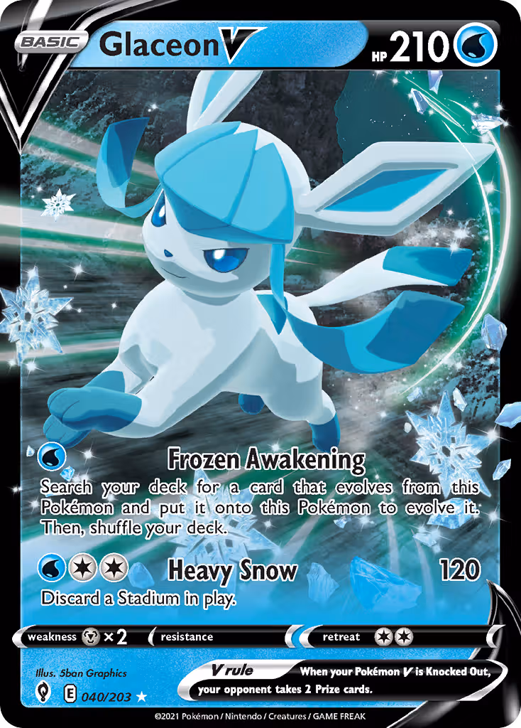 Glaceon V 40/203 Pokemon card