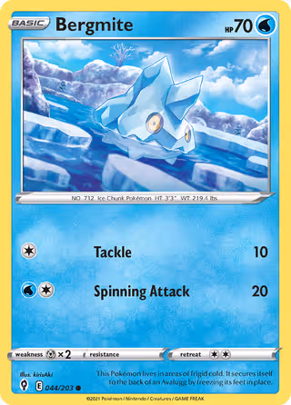 Bergmite 44/203 Pokemon card