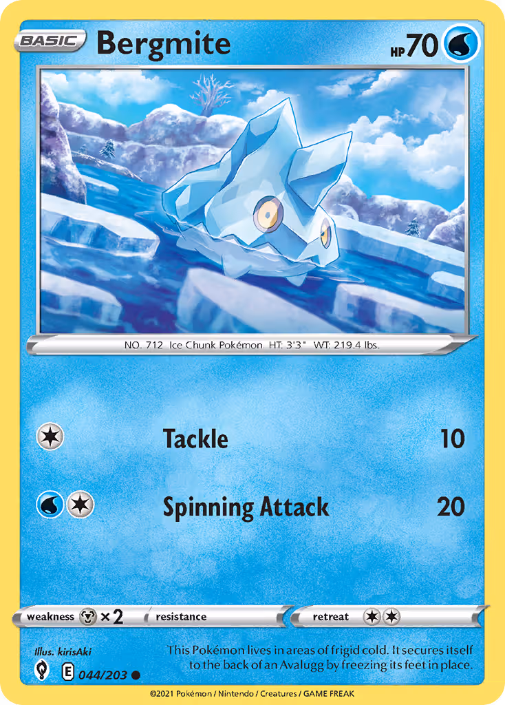 Bergmite 44/203 Pokemon card