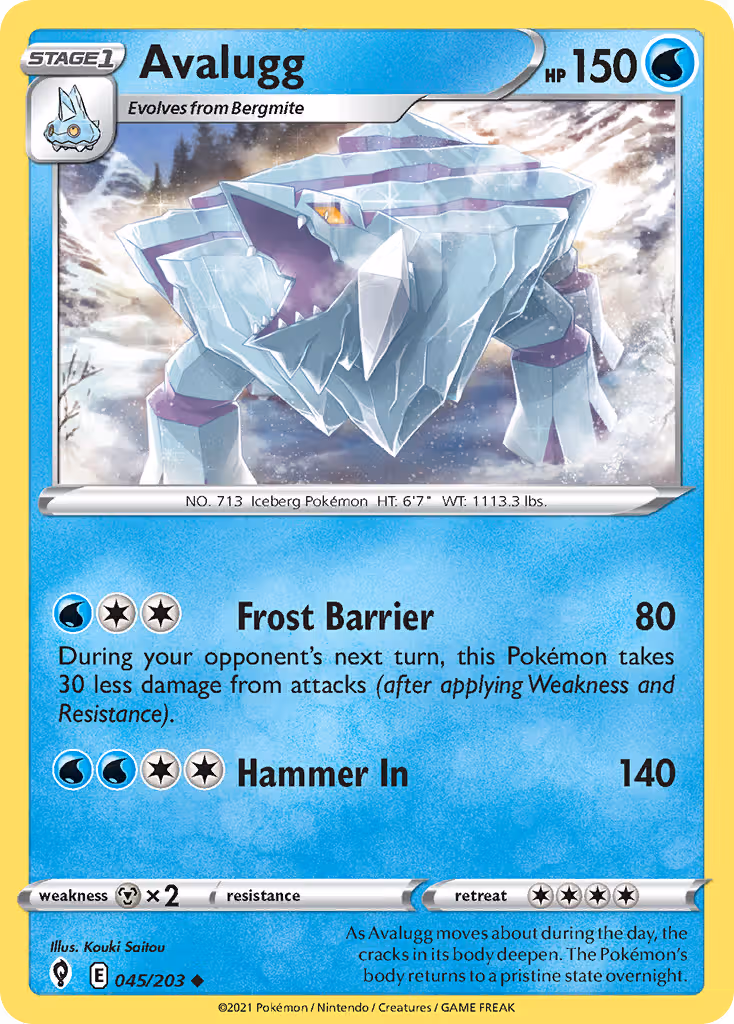 Avalugg 45/203 Pokemon card