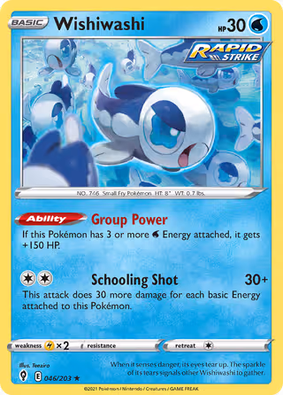 Wishiwashi 46/203 Pokemon card