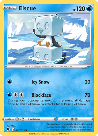 Eiscue 47/203 Pokemon card