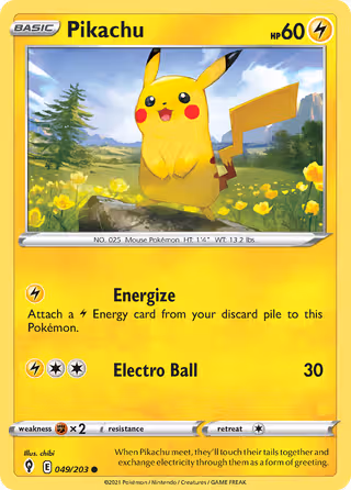 Pikachu 49/203 Pokemon card