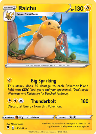 Raichu 50/203 Pokemon card