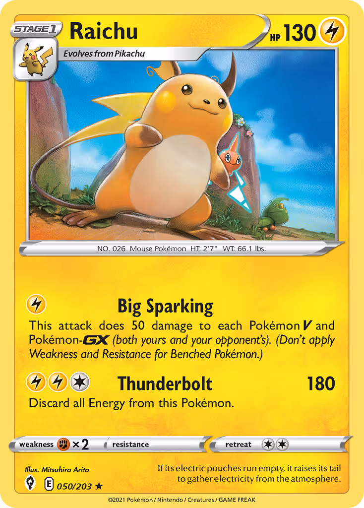 Raichu 50/203 Pokemon card