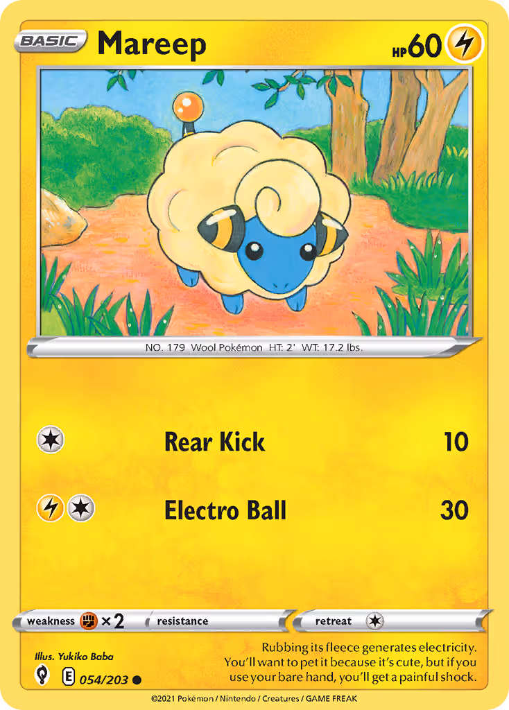 Mareep 54/203 Pokemon card