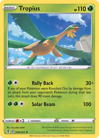 Tropius 6/203 Pokemon card