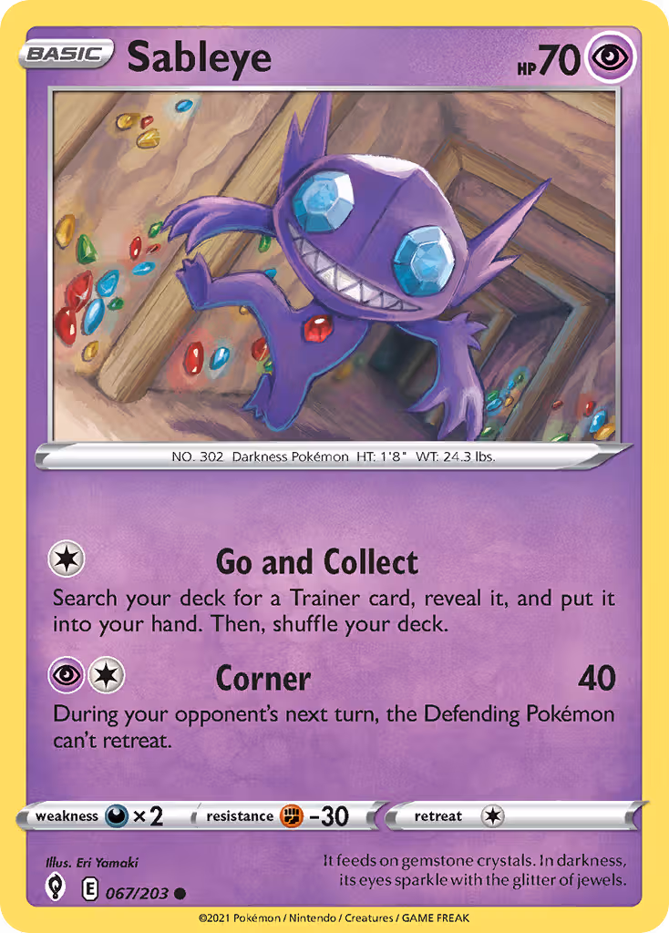 Sableye 67/203 Pokemon card