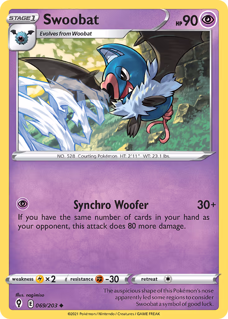 Swoobat 69/203 Pokemon card