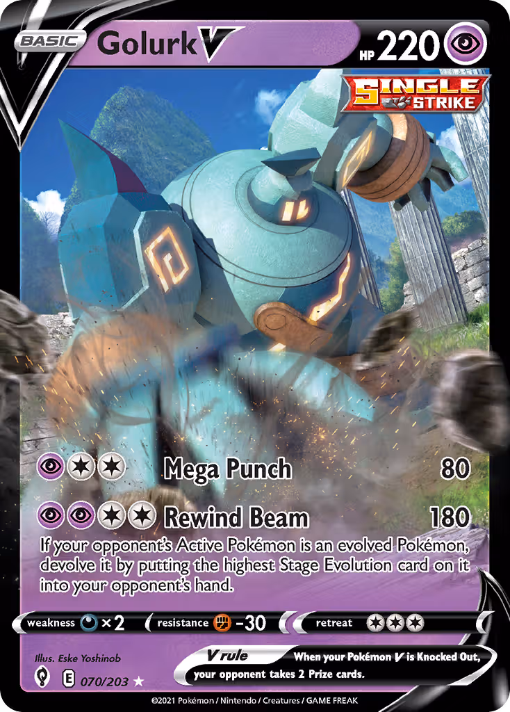 Golurk V 70/203 Pokemon card