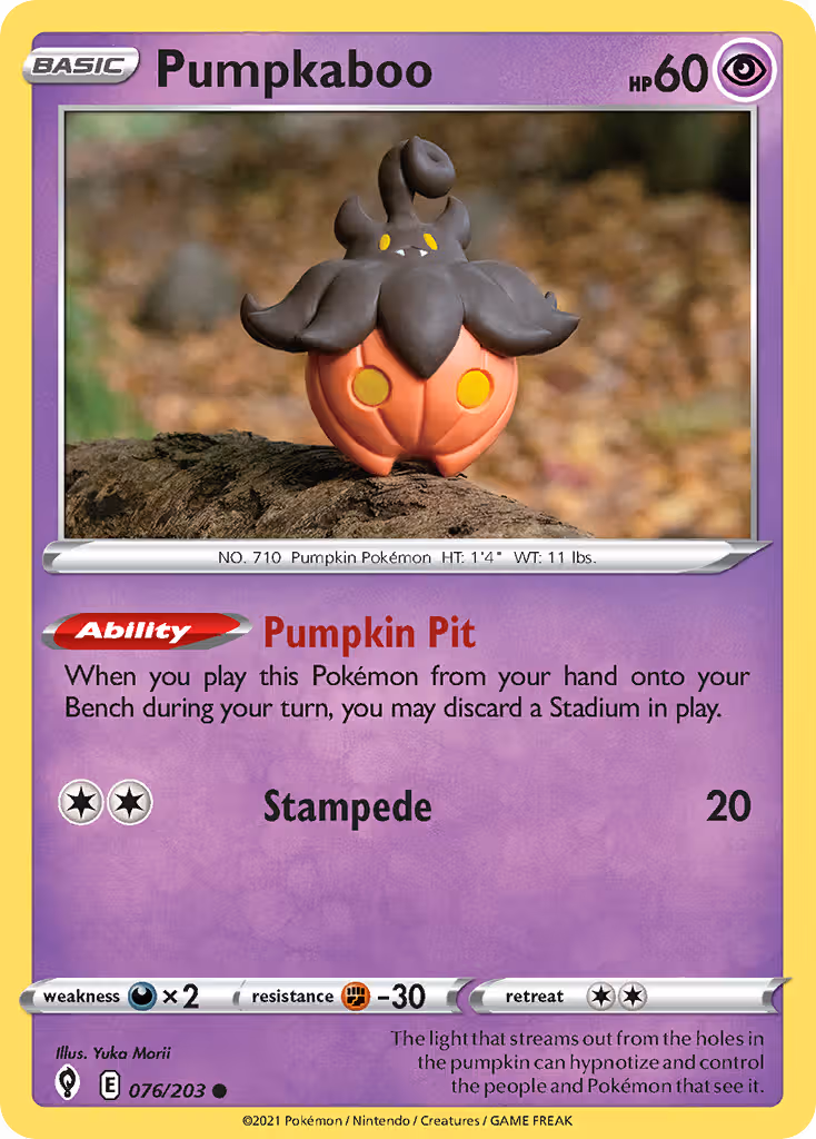 Pumpkaboo 76/203 Pokemon card