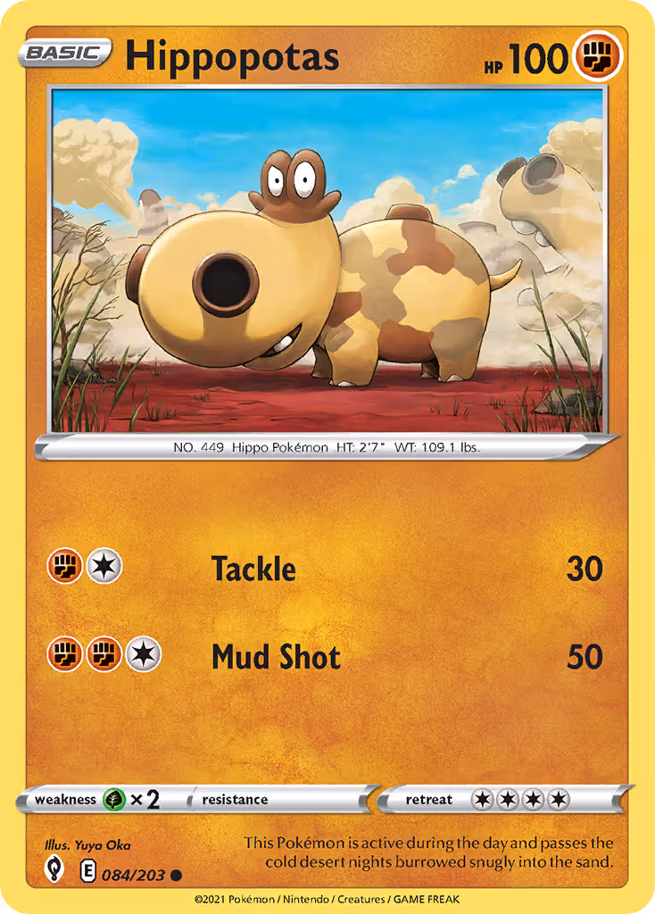Hippopotas 84/203 Pokemon card