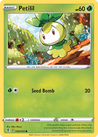 Petilil 9/203 Pokemon card