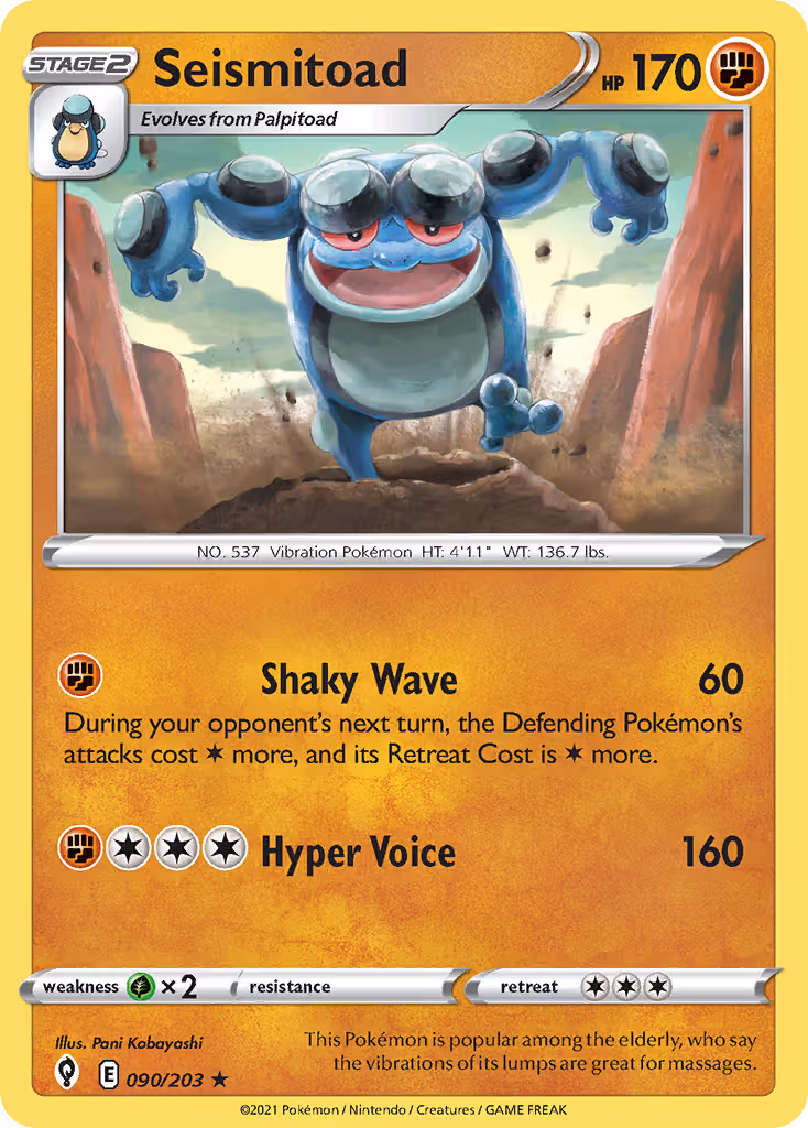 Seismitoad 90/203 Pokemon card
