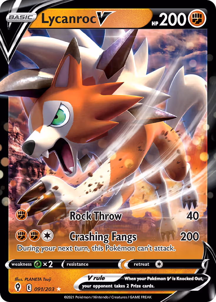 Lycanroc V 91/203 Pokemon card