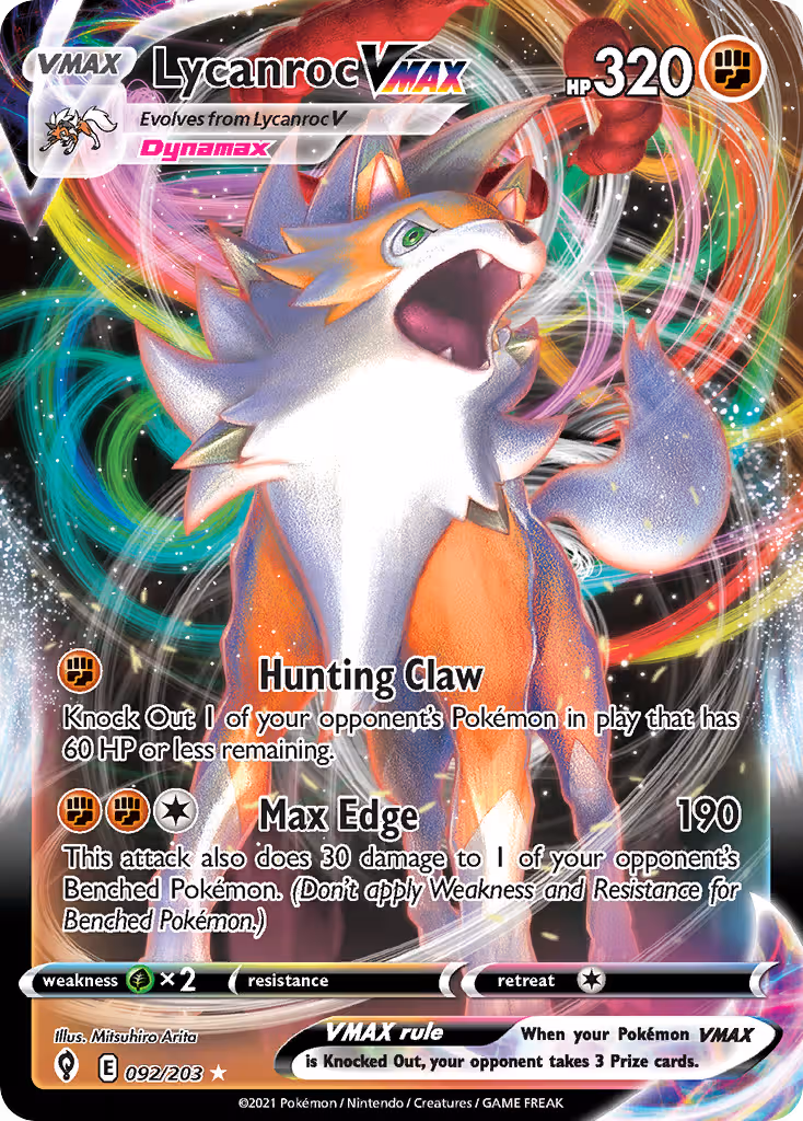 Lycanroc VMAX 92/203 Pokemon card