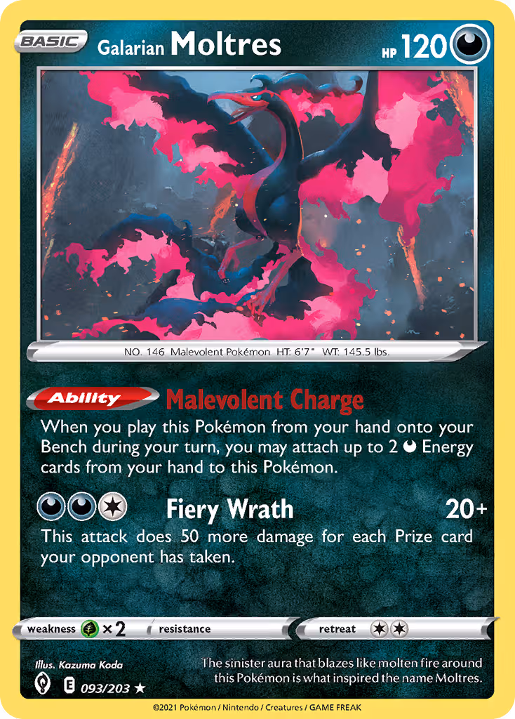 Galarian Moltres 93/203 Pokemon card