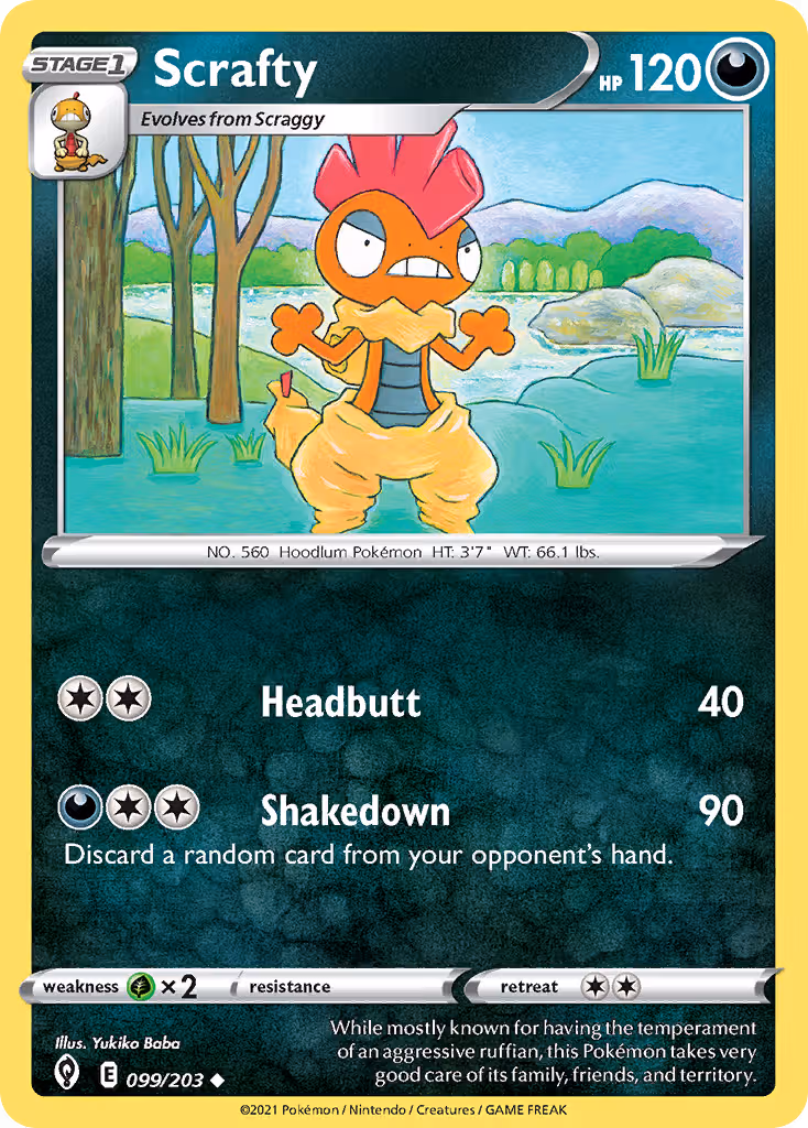Scrafty 99/203 Pokemon card