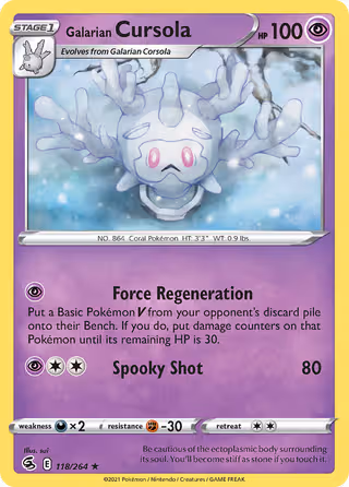 Galarian Cursola 118/264 Pokemon card