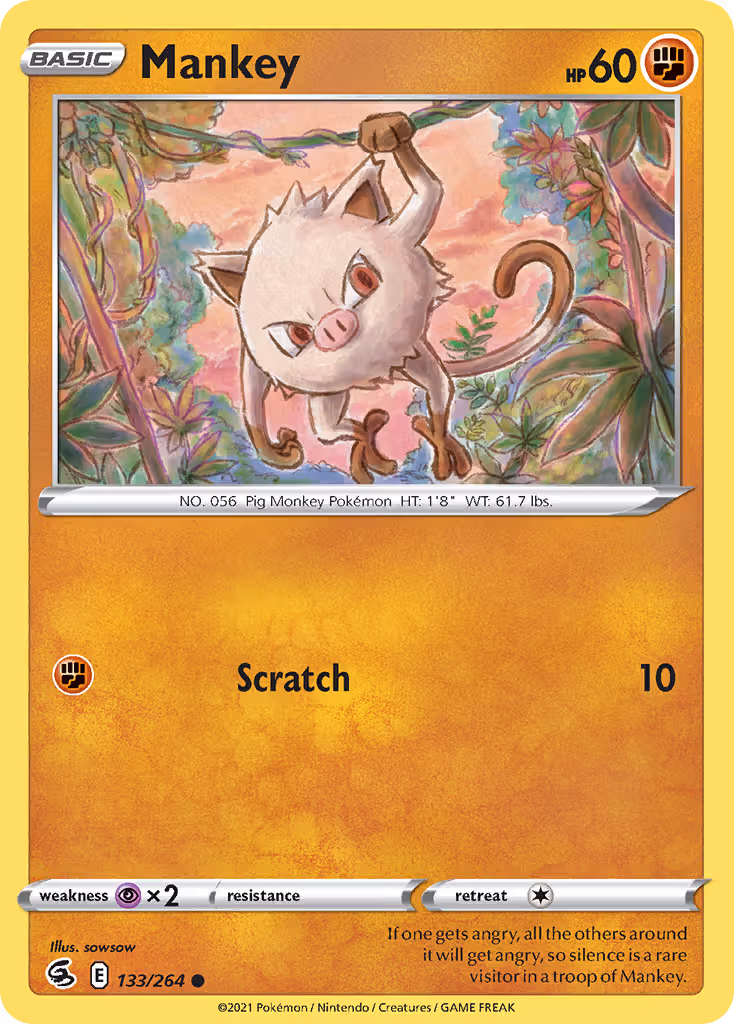 Mankey 133/264 Pokemon card