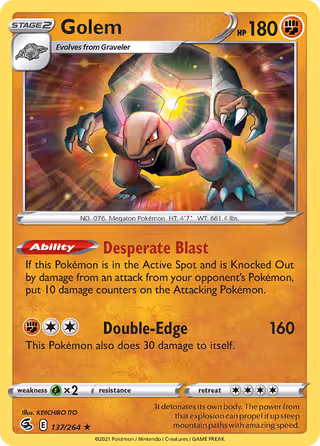 Golem 137/264 Pokemon card