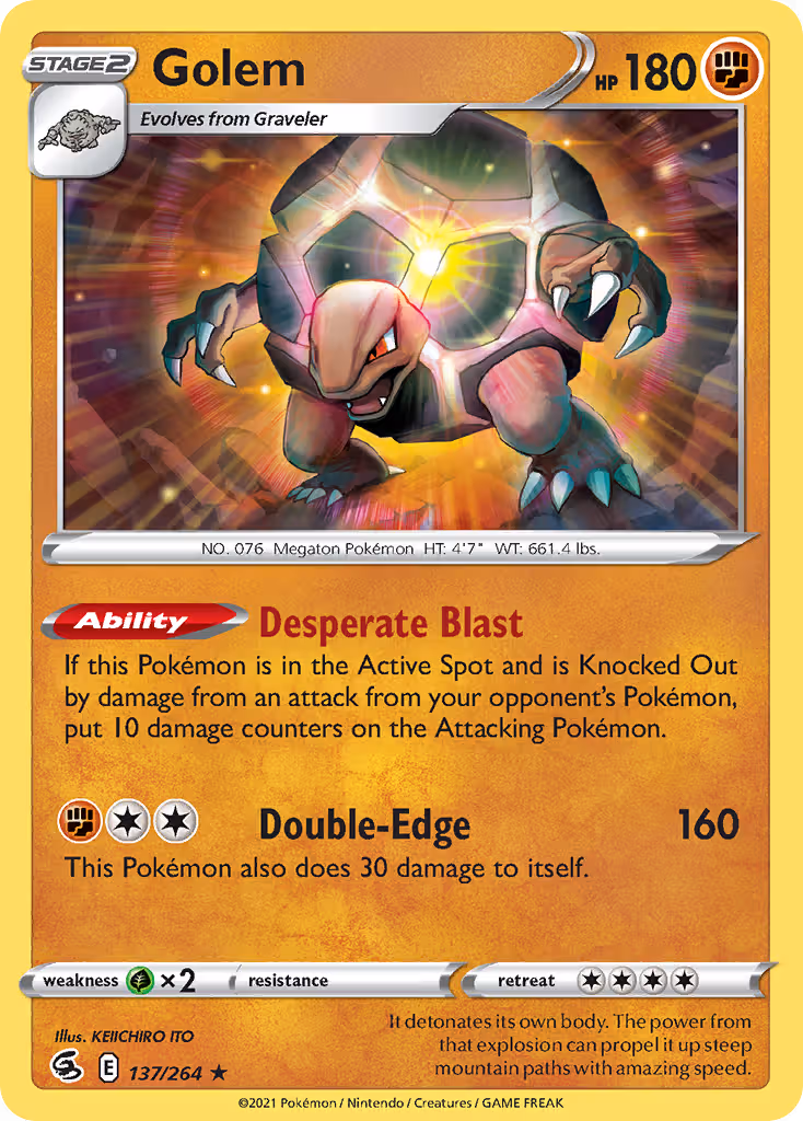 Golem 137/264 Pokemon card