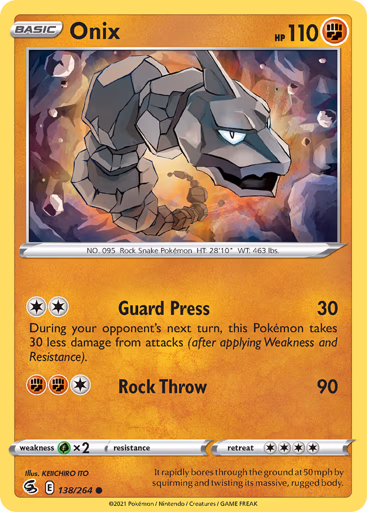 Onix 138/264 Pokemon card