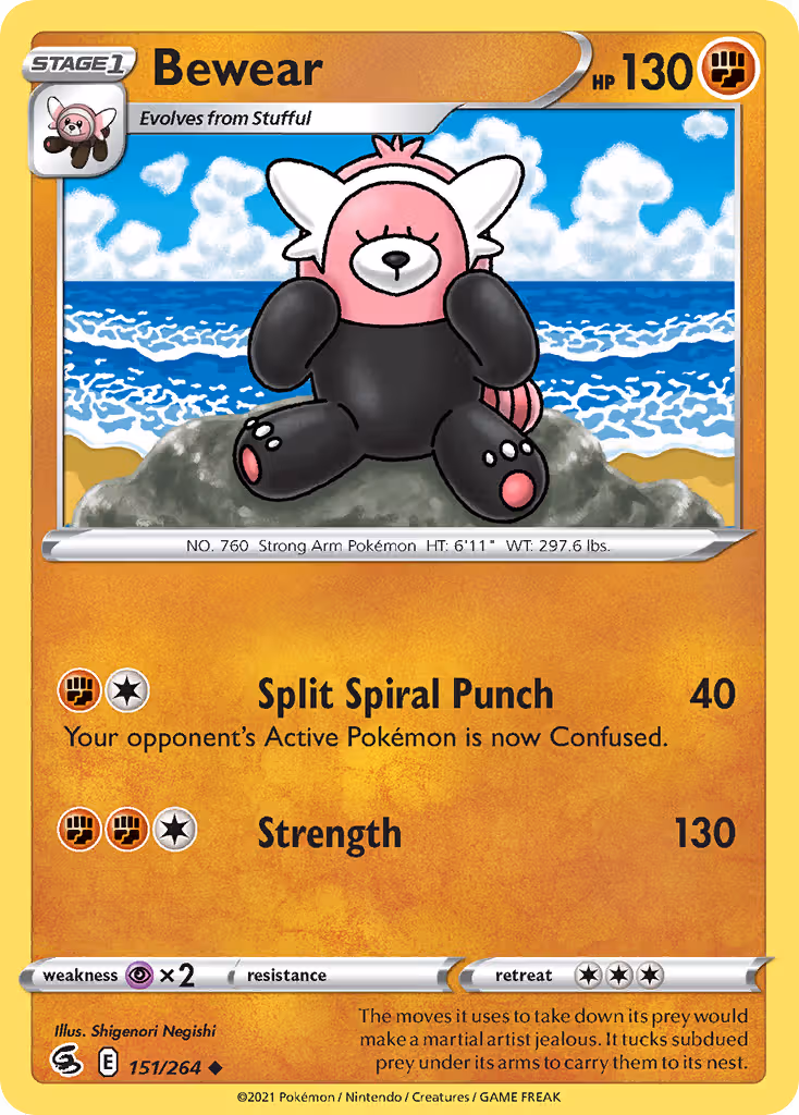 Bewear 151/264 Pokemon card
