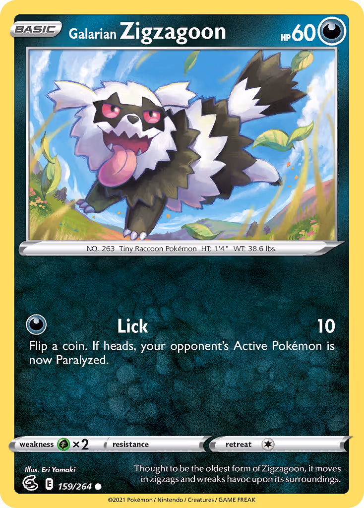 Galarian Zigzagoon 159/264 Pokemon card