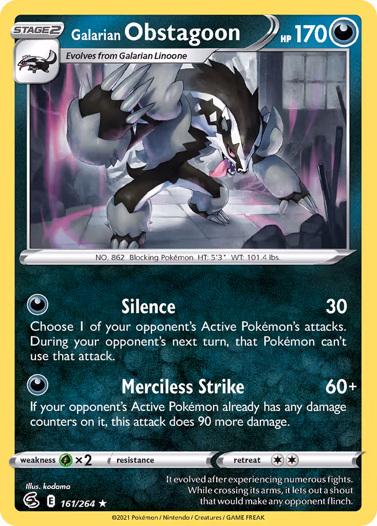 Galarian Obstagoon 161/264 Pokemon card
