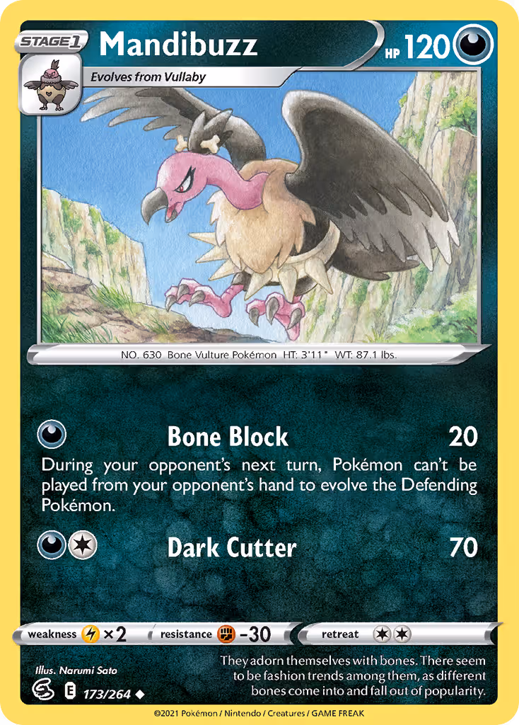 Mandibuzz 173/264 Pokemon card