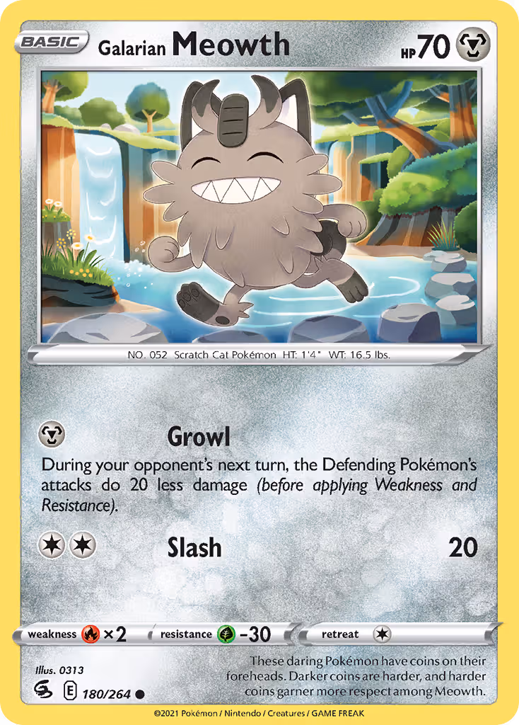 Galarian Meowth 180/264 Pokemon card