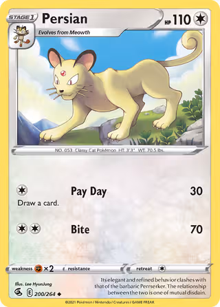Persian 200/264 Pokemon card