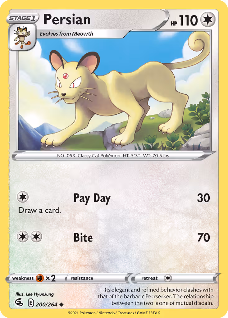 Persian 200/264 Pokemon card