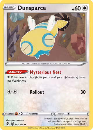 Dunsparce 207/264 Pokemon card